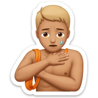 person holding their shoulder in pain, expressive face sticker