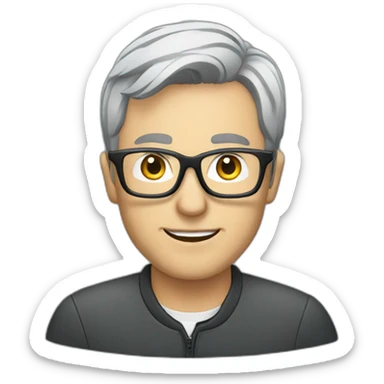 Motorsport Moderator with Dark grey hair and glasses sticker