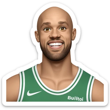 smiling bald man on white sticker