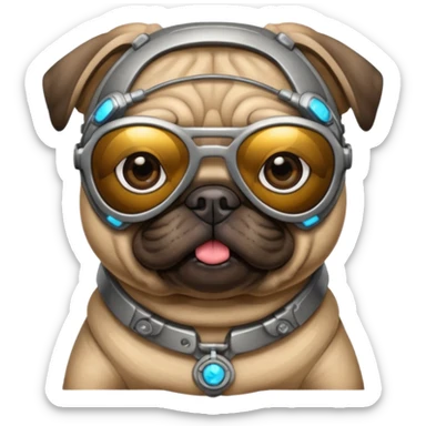 pug wearing cyberpunk sunglasses sticker