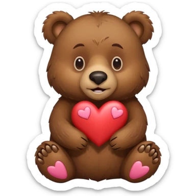 Grizzly Bear with hearts sticker