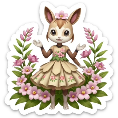 Cute Romantic Realistic  Floral Meloetta-Palkia-Digimon-Pokémon-Fakémon-hybrid-fusion, full body sticker