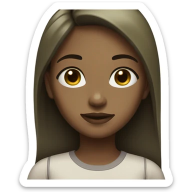 A girl, with thick straight hair, greenish brownish eye color. sticker