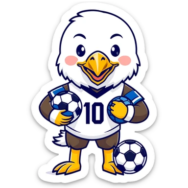 US vs Mexico as a bald eagle and a jaguar in a friendly soccer match, cartoon sticker style sticker