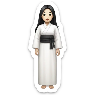 A Korean woman with black hair and white clothing emoji. sticker