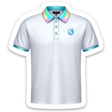 futuristic preppy polo shirt with smart fabric and holographic collar sticker