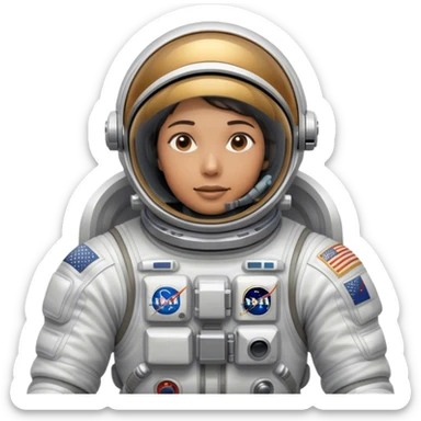 Cinematic Realistic Astronaut with concealed face– A highly detailed depiction of an astronaut in a state-of-the-art space suit, floating weightlessly in the vast expanse of space. The reflective visor hides the face so we do not see the astronauts face, while intricate suit details and soft lighting create an immersive sense of realism. sticker