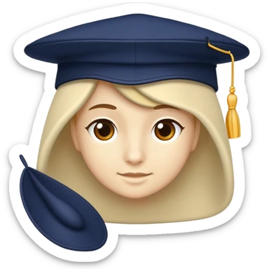 A navy wide-brimmed school hat sticker