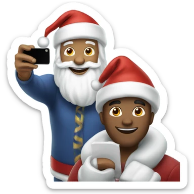 Man taking selfie with Santa  sticker