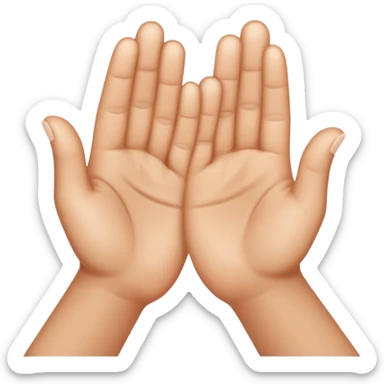 Create an Apple-style emoji of two hands pressed together in a praying gesture. The hands should be simplified, smooth, and cartoon-like, with soft gradients and glossy highlights typical of iOS emojis. Show only the hands, with no arms or background. The hands are join, like a clap. sticker