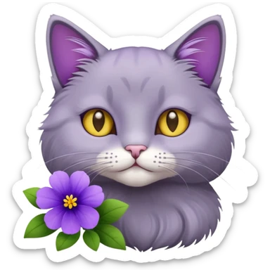 A cat when look its flower violet  sticker