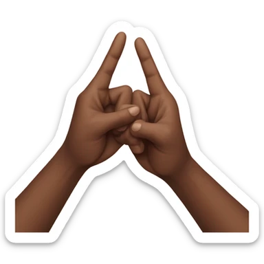 hand gesture emoji that Andrew Tate and Tristan Tate and known for making in which they put both their hands together, interlocking their fingers and pressing the tips of their index fingers together to make a point. sticker