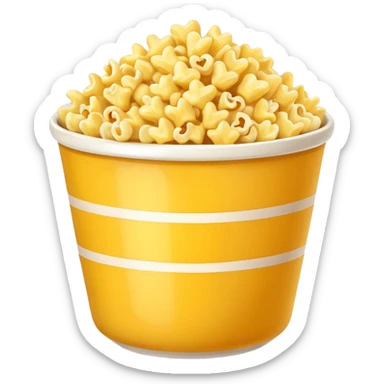 Popcorn and Mac and cheese on a tall bowl sticker