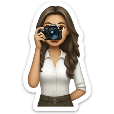 Latin Female photographer taking a picture light skinned long hair sticker