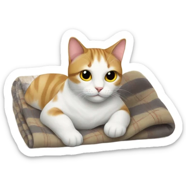 Cat on a blanket sticker