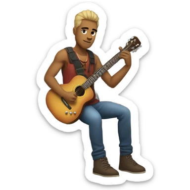 Guitarist on rocks of presents  sticker