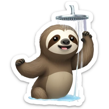 sloth taking shower sticker