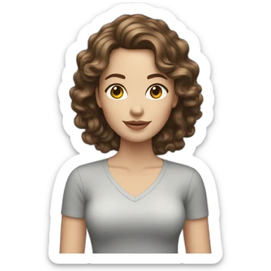 white woman with wavy brunette hair sticker