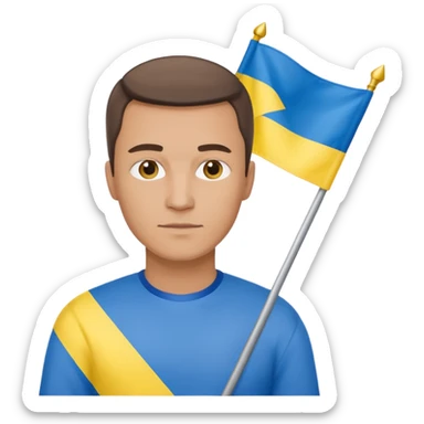 The Ukrainian man with flag sticker