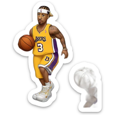 allen iverson with yellow lakers jersey sticker