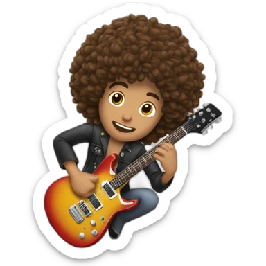 Modelo cabelo castanho tocando rock guitarra sticker