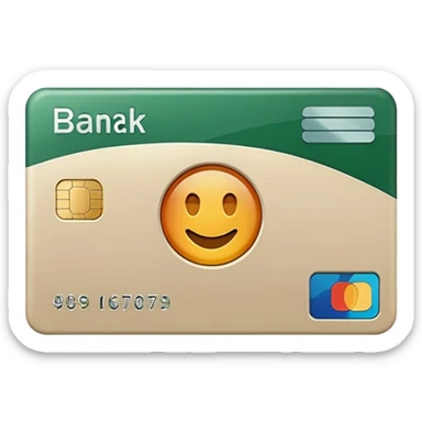 light beige bank card with dark green inserts sticker