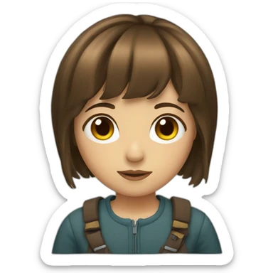 A girl with brown hair and fringe sticker