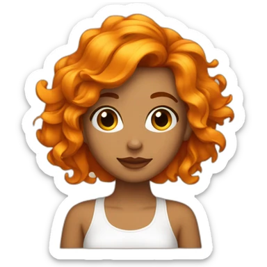 chica con cabello color naranja, cabello rizado, y fotografa sticker