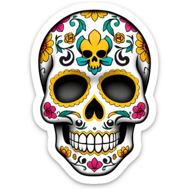 WuTang sugar skull with the wu-tang W logo incorporated into the skull design sticker