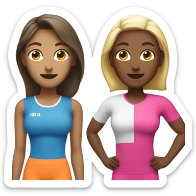 2 white skin woman in sportswear talking to eachother sticker