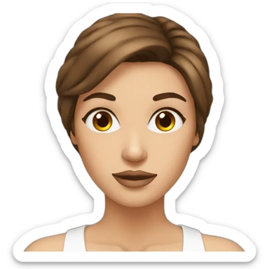 woman making botox with brown hair sticker