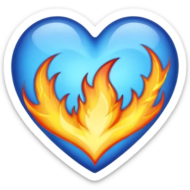 blue heart is fire emoji  sticker