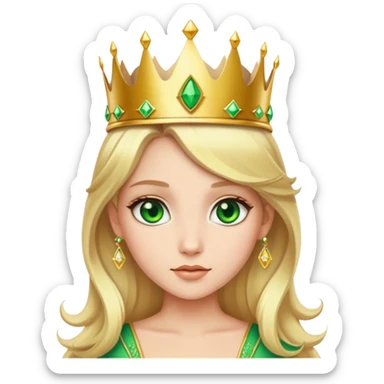 beautiful princess with blonde hair and striking green eyes wearing a crown sticker