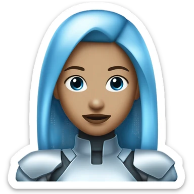 futuristic blue silver y2k emoji girl  sticker