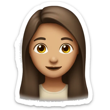 I want an emoji with a girl with long brown hair, brown eyes with a smile sticker