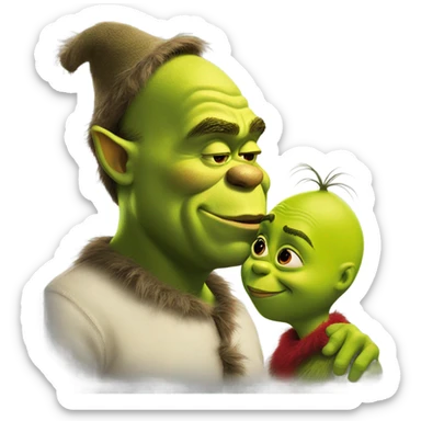 shrek kissing the grinch   sticker