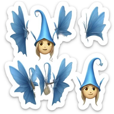 Blue medieval fairy pointed hat sticker