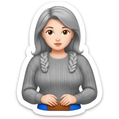 Design a woman’s grey sweater for a voluptuous woman. Just the sweater sticker
