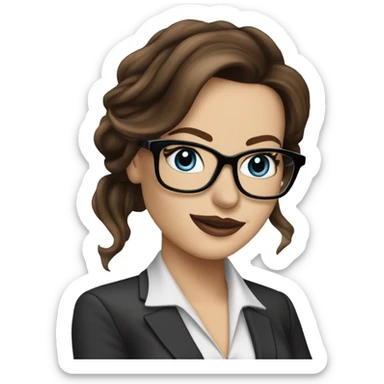 Realistic Kate Beckinsale blue eyes wearing glasses in a business dress drinking coffee  sticker