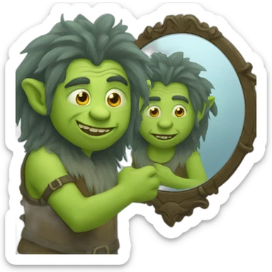 the troll and his mirror sticker