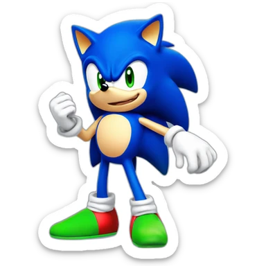 Sonic The Hedgehog from SEGA, Blue Fur with a green eyes sticker