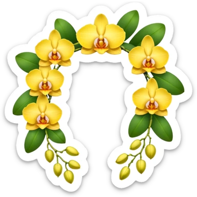 Yellow orchid flower of indian wedding garland sticker