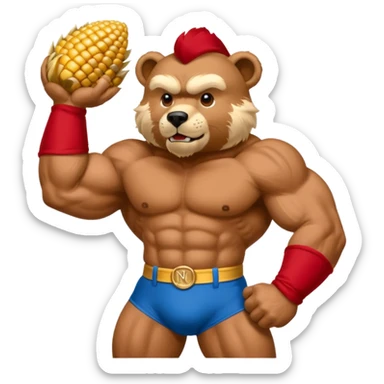 Can you create a emoji of threw Nebraska Cornhusker mascot sitting on top of the UCLA Bruin mascot sticker