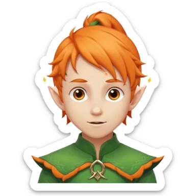 Orange Haired Elf, Elf boy with orange ponytail hair sticker