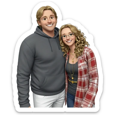 smiling couple with jewelry sticker