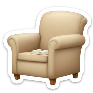 Simple Beige Armchair with blanket and book on it sticker