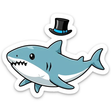 shark wearing a top hat sticker