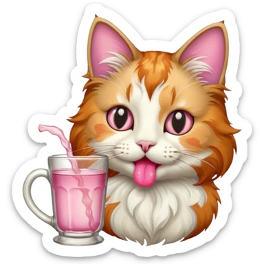 cat drinking mucha sticker