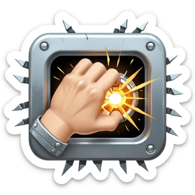 a sci fi themed fist punching through a module sticker