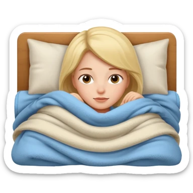 girl lying cosy in bed sticker